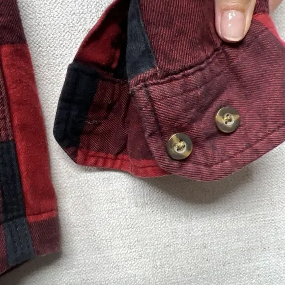 Carhartt Flannel Fleece-Lined Jacket Red Checkered Plaid Padded L Large Outdoors - Picture 10 of 12